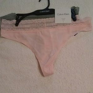 CALVIN KLEIN QP1798 Lace Logo Waist THONGS PANTIES